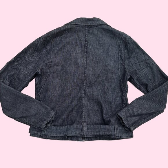 Harley Davidson Denim Moto Jacket Womens XL Dark Gray Slim Fitted Full Zip - Picture 7 of 10